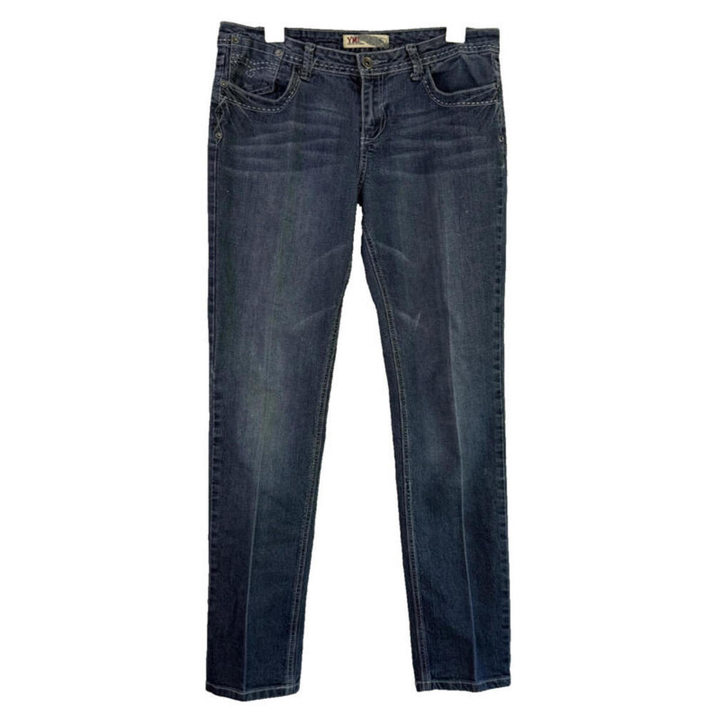 YMI jeans womens size 11 wanna betta butt skinny cropped low rise stretch blue